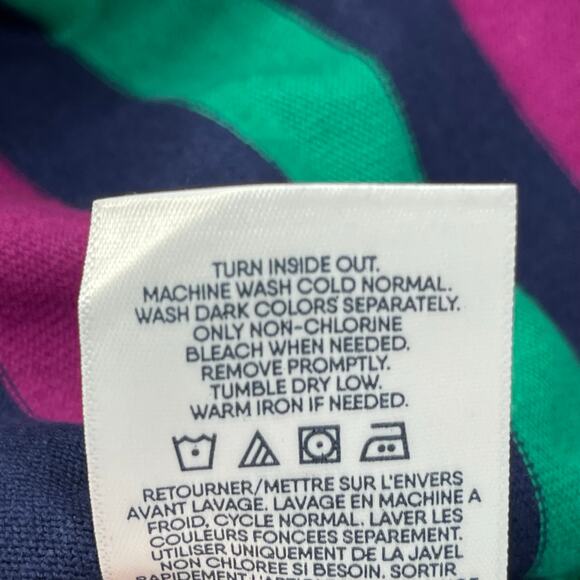 Lands End Top Women Large 14-16 Colorful Striped Cotton Lace-up Tunic Resortwear - Picture 13 of 16